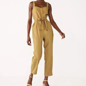 Nine West Sweetheart Tapered Jumpsuit Tan Overalls Coveralls Sergio Olive
